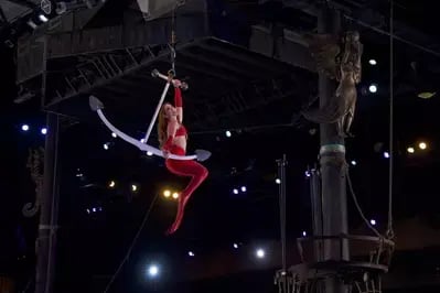 Mermaid doing an aerial trick