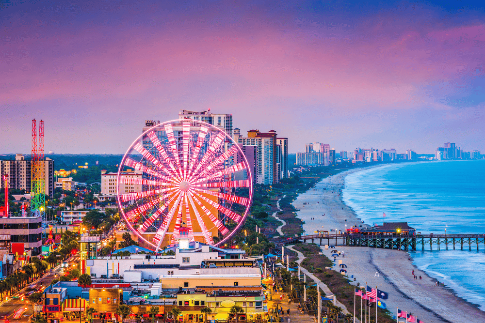 Myrtle Beach skyline at sunset