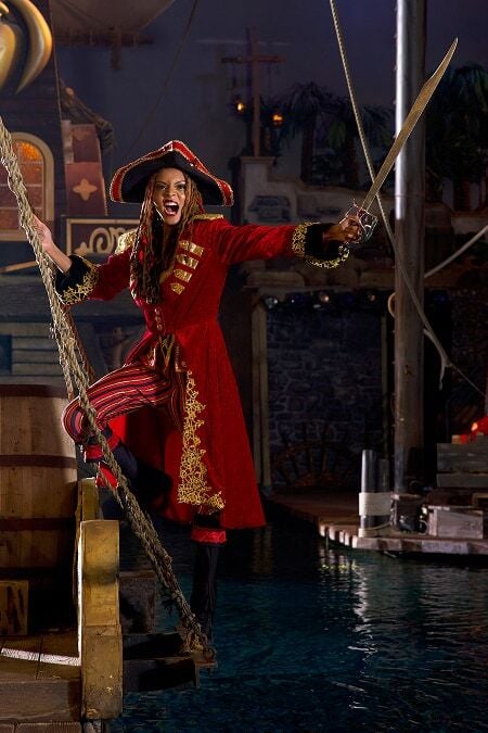 The Crimson Captain on her deck.