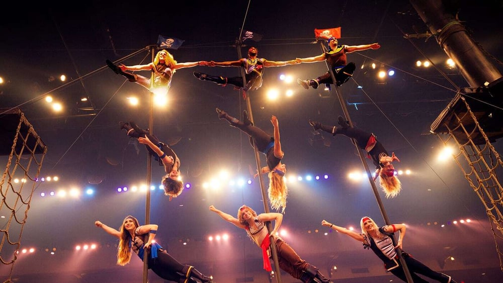 pirates on the poles during the show. 
