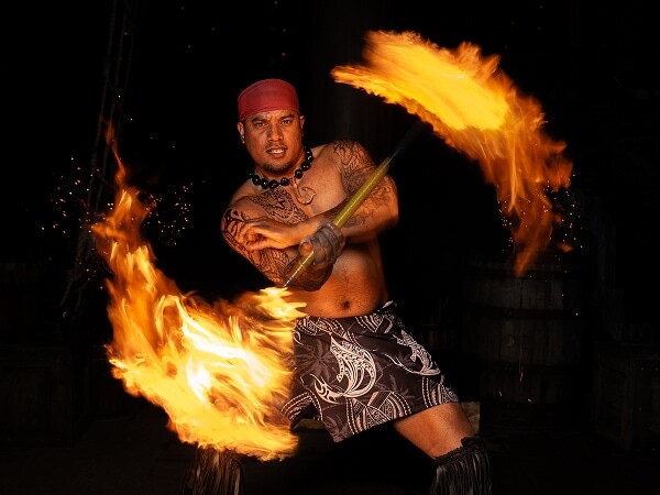 The fire Spinner at Pirates Voyage Dinner & Show. 