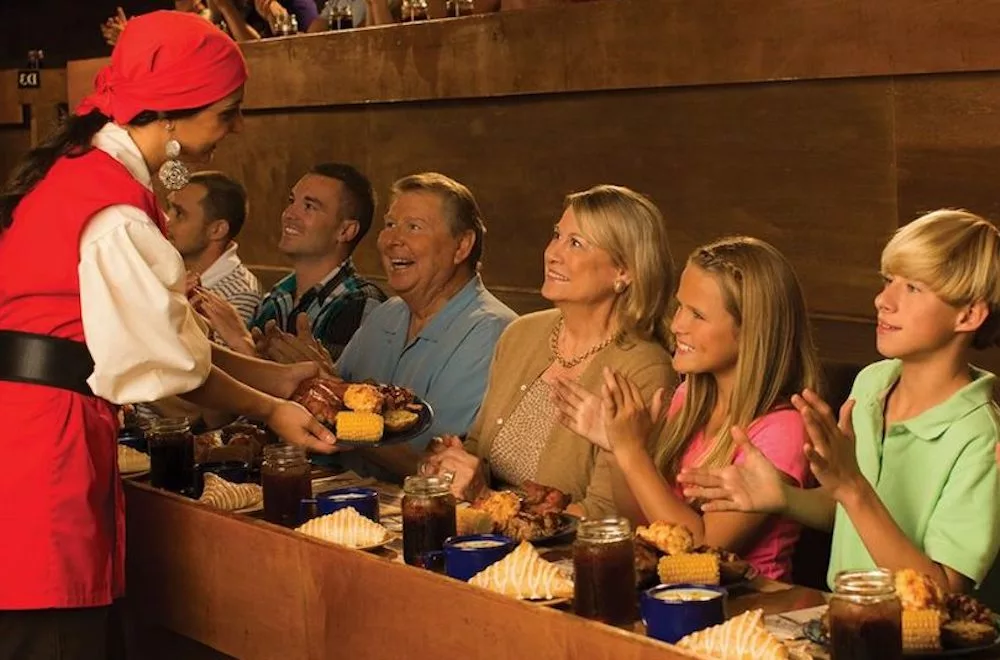 Family enjoying four-course feast