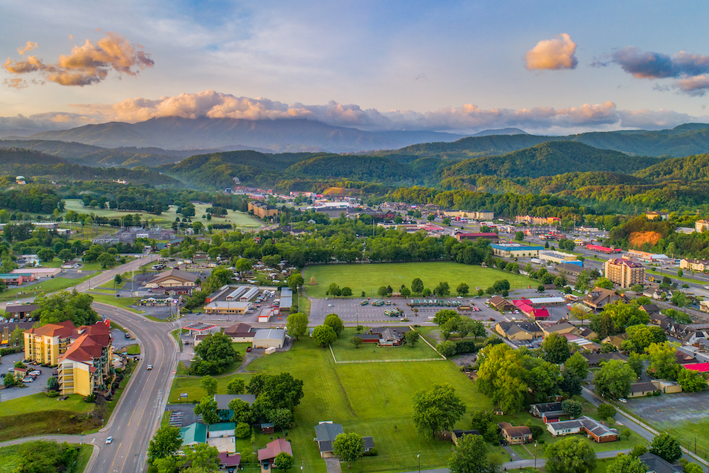 aerial view of Pigeon Forge