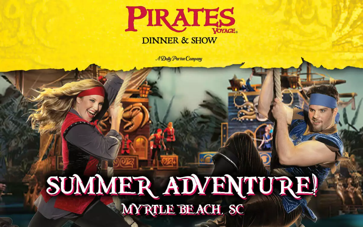 Sail into summer at Pirates Voyage in Myrtle Beach, SC! A swashbuckling adventure for the whole family, with a thrilling show and pirate feast.