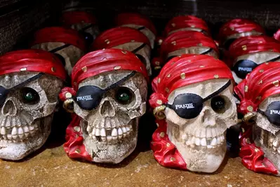 handcrafted skulls at pirates voyage