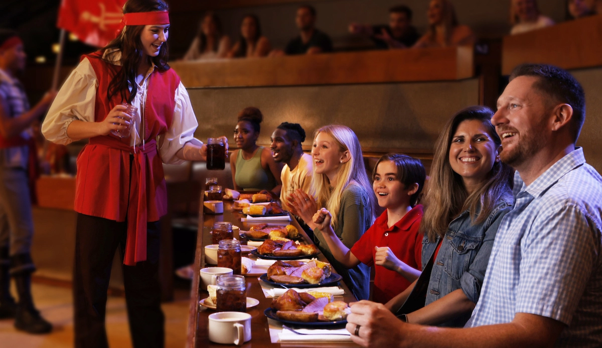 family eating at Pirates Voyage