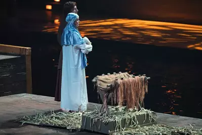 Joseph and Mary during live nativity scene