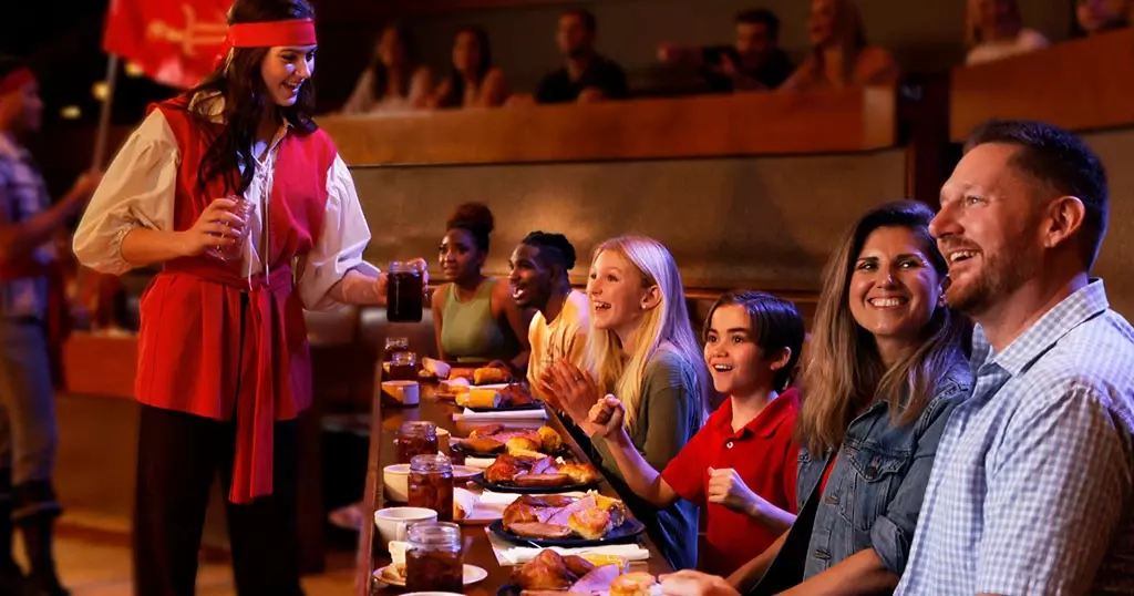 Family feast at Pirates Voyage Dinner and Show